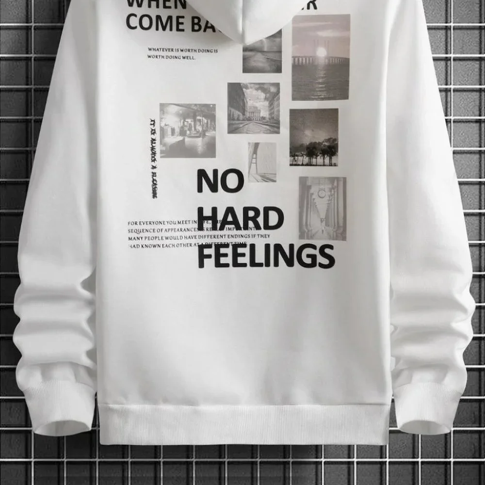 White Mens Hooded Sweater - Picture 2 of 7